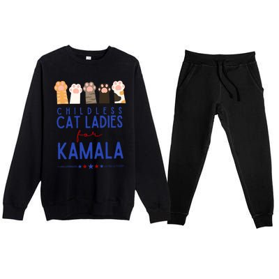 Funny Childless Cat Ladies For Kamala Harris 2024 President Premium Crewneck Sweatsuit Set