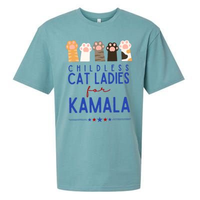 Funny Childless Cat Ladies For Kamala Harris 2024 President Sueded Cloud Jersey T-Shirt