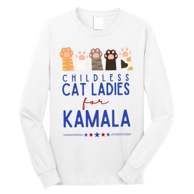 Funny Childless Cat Ladies For Kamala Harris 2024 President Long Sleeve Shirt