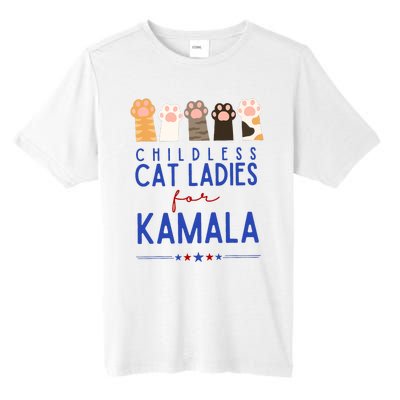 Funny Childless Cat Ladies For Kamala Harris 2024 President Tall Fusion ChromaSoft Performance T-Shirt