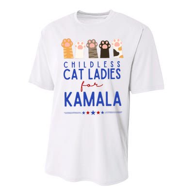 Funny Childless Cat Ladies For Kamala Harris 2024 President Performance Sprint T-Shirt