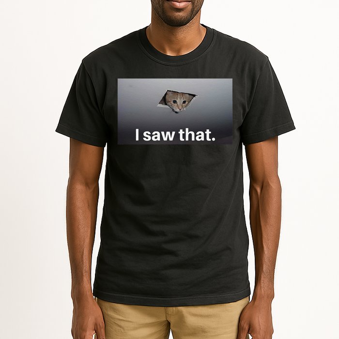 Funny Ceiling Cat I Saw That Judging Cat Watching You Meme Tall T-Shirt