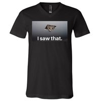 Funny Ceiling Cat I Saw That Judging Cat Watching You Meme V-Neck T-Shirt