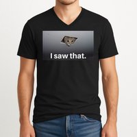 Funny Ceiling Cat I Saw That Judging Cat Watching You Meme V-Neck T-Shirt