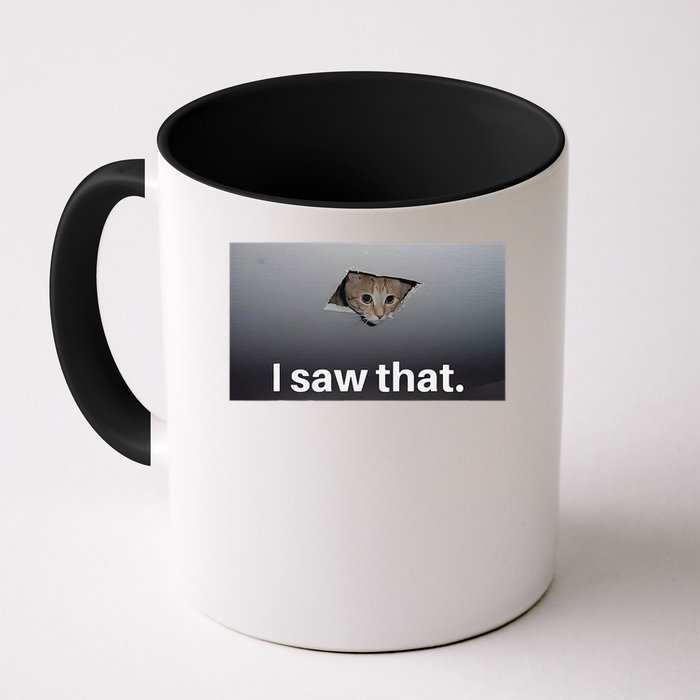 Funny Ceiling Cat I Saw That Judging Cat Watching You Meme Mug