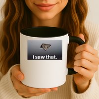 Funny Ceiling Cat I Saw That Judging Cat Watching You Meme Mug