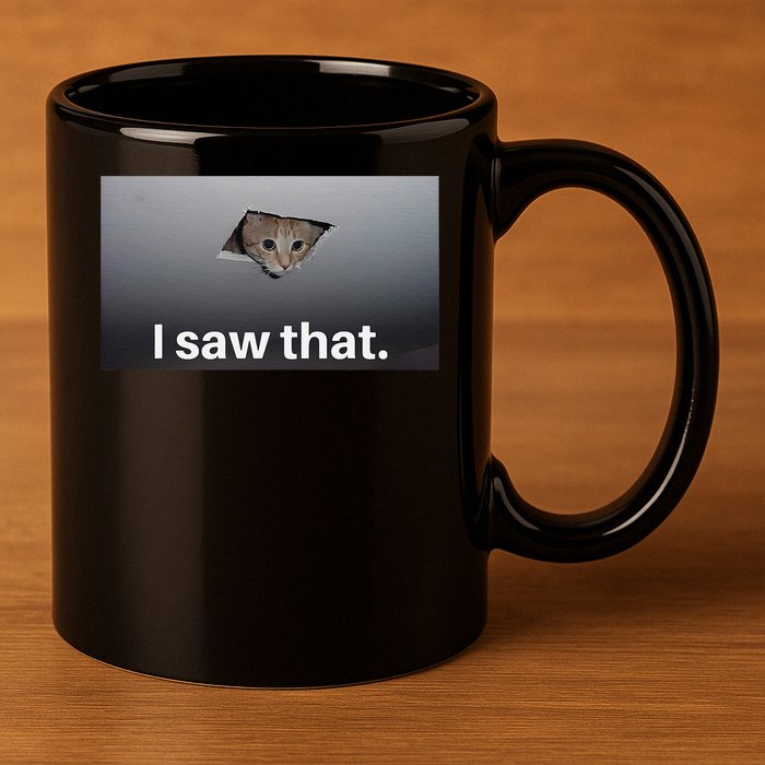 Funny Ceiling Cat I Saw That Judging Cat Watching You Meme 11oz C Handle Ceramic Mug
