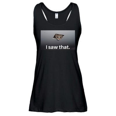 Funny Ceiling Cat I Saw That Judging Cat Watching You Meme Ladies Essential Flowy Tank
