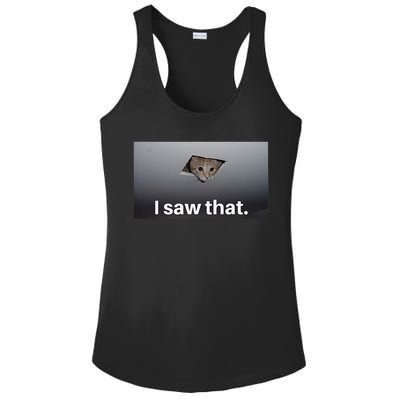 Funny Ceiling Cat I Saw That Judging Cat Watching You Meme Ladies PosiCharge Competitor Racerback Tank