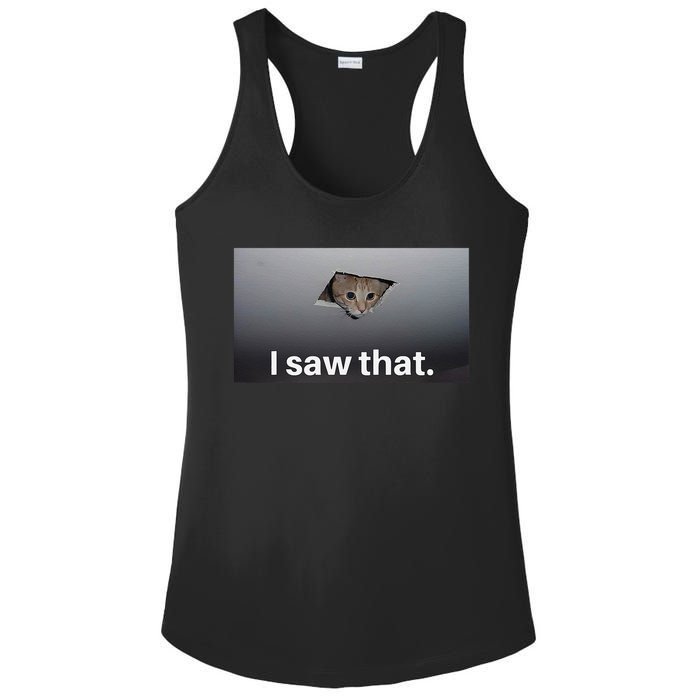 Funny Ceiling Cat I Saw That Judging Cat Watching You Meme Ladies PosiCharge Competitor Racerback Tank