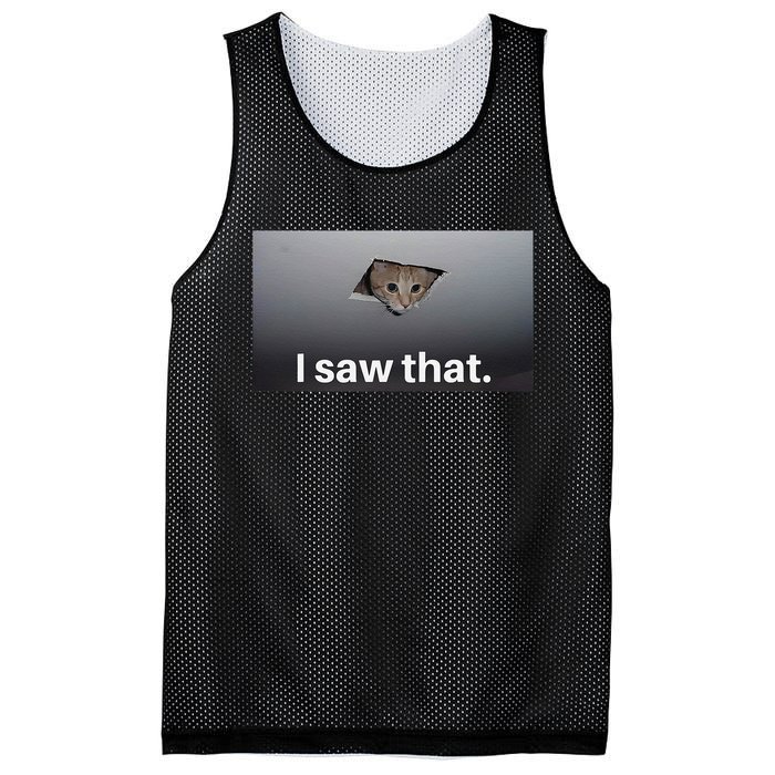 Funny Ceiling Cat I Saw That Judging Cat Watching You Meme Mesh Reversible Basketball Jersey Tank