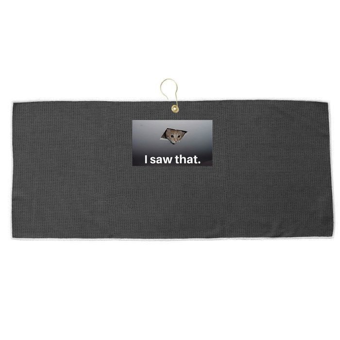 Funny Ceiling Cat I Saw That Judging Cat Watching You Meme Large Microfiber Waffle Golf Towel