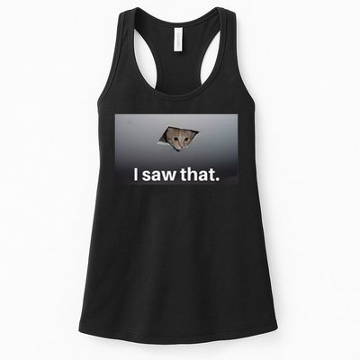 Funny Ceiling Cat I Saw That Judging Cat Watching You Meme Womens Tank Top