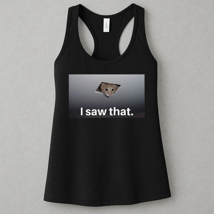 Funny Ceiling Cat I Saw That Judging Cat Watching You Meme Womens Tank Top