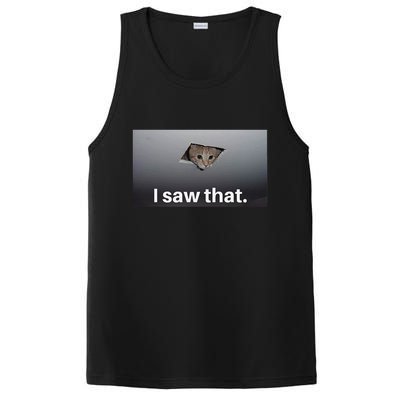 Funny Ceiling Cat I Saw That Judging Cat Watching You Meme PosiCharge Competitor Tank