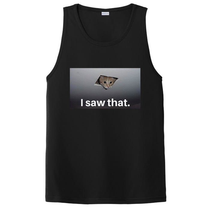 Funny Ceiling Cat I Saw That Judging Cat Watching You Meme PosiCharge Competitor Tank