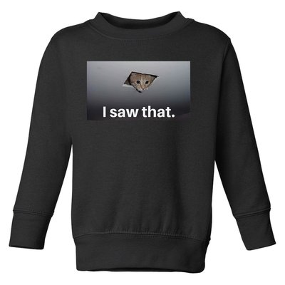 Funny Ceiling Cat I Saw That Judging Cat Watching You Meme Toddler Sweatshirt