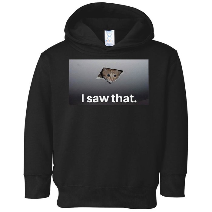 Funny Ceiling Cat I Saw That Judging Cat Watching You Meme Toddler Hoodie