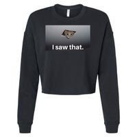 Funny Ceiling Cat I Saw That Judging Cat Watching You Meme Cropped Pullover Crew