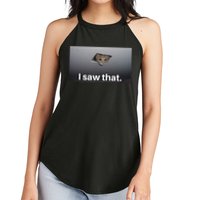 Funny Ceiling Cat I Saw That Judging Cat Watching You Meme Women's Perfect Tri Rocker Tank