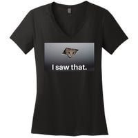 Funny Ceiling Cat I Saw That Judging Cat Watching You Meme Women's V-Neck T-Shirt
