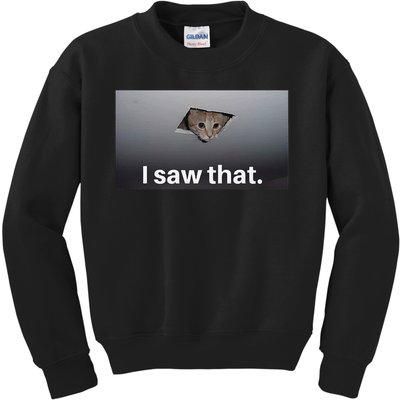 Funny Ceiling Cat I Saw That Judging Cat Watching You Meme Kids Sweatshirt
