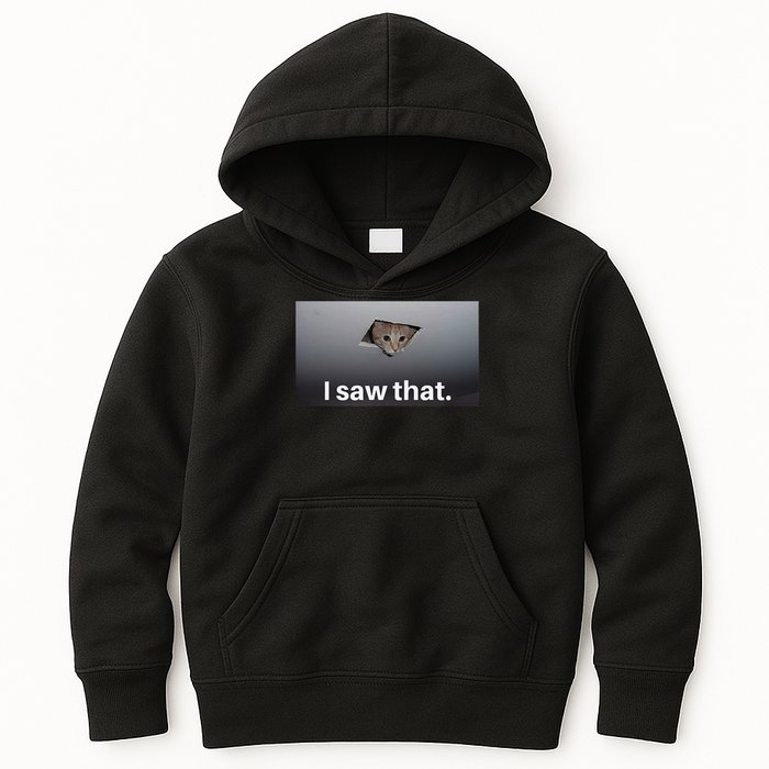 Funny Ceiling Cat I Saw That Judging Cat Watching You Meme Kids Hoodie