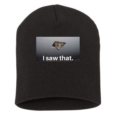 Funny Ceiling Cat I Saw That Judging Cat Watching You Meme Short Acrylic Beanie