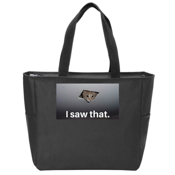 Funny Ceiling Cat I Saw That Judging Cat Watching You Meme Zip Tote Bag