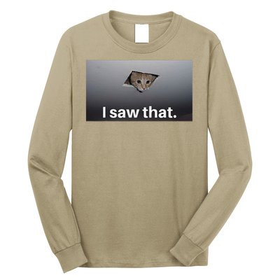 Funny Ceiling Cat I Saw That Judging Cat Watching You Meme Long Sleeve Shirt