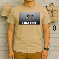 Funny Ceiling Cat I Saw That Judging Cat Watching You Meme T-Shirt