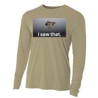 Funny Ceiling Cat I Saw That Judging Cat Watching You Meme Cooling Performance Long Sleeve Crew