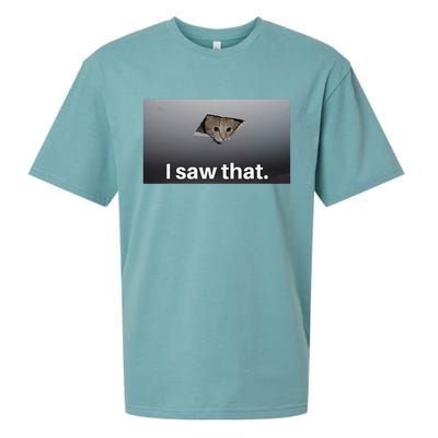 Funny Ceiling Cat I Saw That Judging Cat Watching You Meme Sueded Cloud Jersey T-Shirt