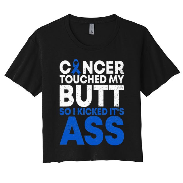 Funny Colon Cancer Survivor Cancer Awareness Ribbon Crop Top