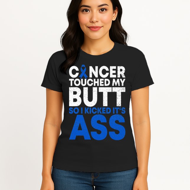 Funny Colon Cancer Survivor Cancer Awareness Ribbon Womens T-Shirt