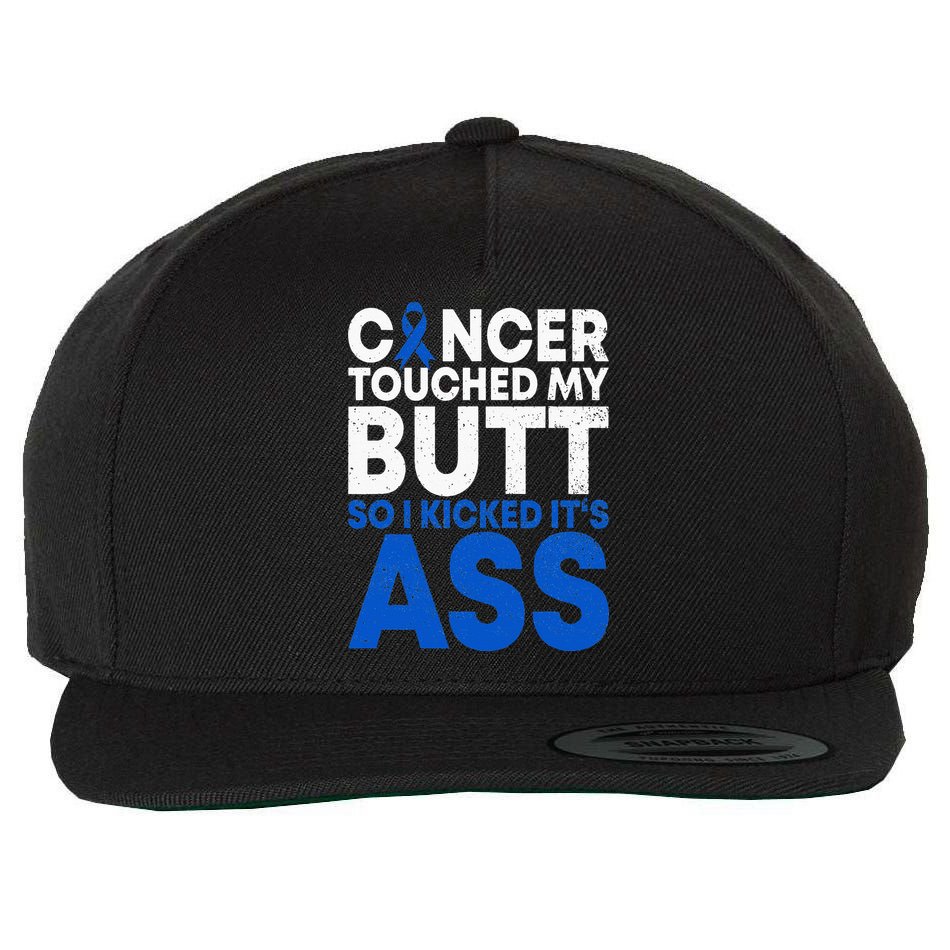 Funny Colon Cancer Survivor Cancer Awareness Ribbon Wool Snapback Cap