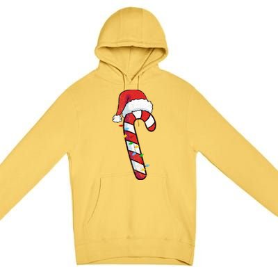 funny Christmas Candy Cane Santa  Premium Pullover Hoodie