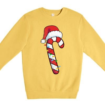 funny Christmas Candy Cane Santa  Premium Crewneck Sweatshirt