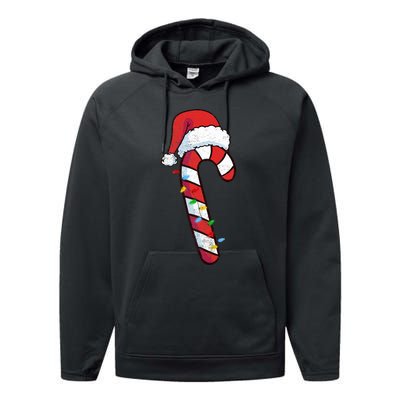 funny Christmas Candy Cane Santa  Performance Fleece Hoodie