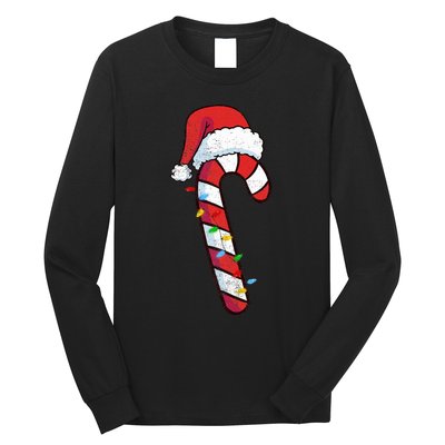 funny Christmas Candy Cane Santa  Long Sleeve Shirt