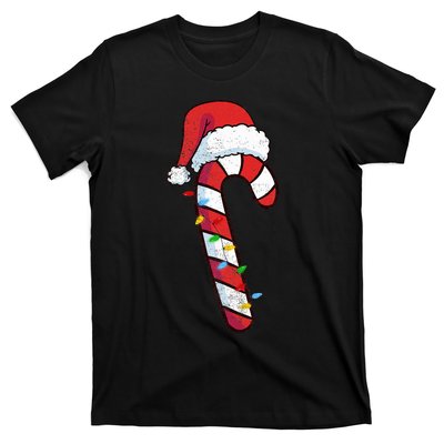 funny Christmas Candy Cane Santa  T-Shirt