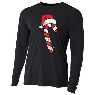 funny Christmas Candy Cane Santa  Cooling Performance Long Sleeve Crew