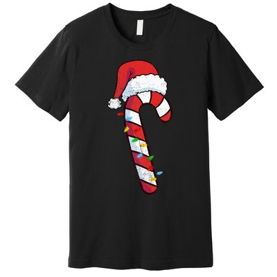 funny Christmas Candy Cane Santa  Premium T-Shirt