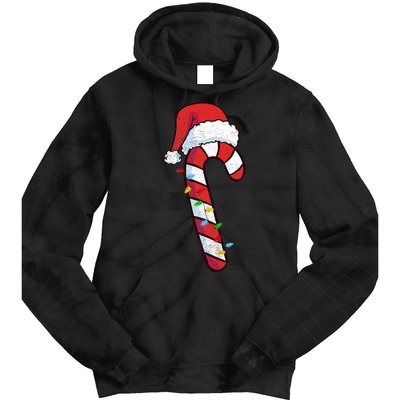 funny Christmas Candy Cane Santa  Tie Dye Hoodie