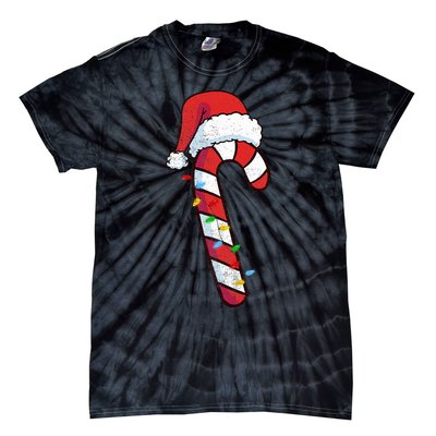 funny Christmas Candy Cane Santa  Tie-Dye T-Shirt