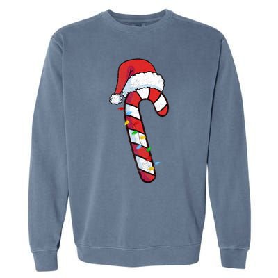 funny Christmas Candy Cane Santa  Garment-Dyed Sweatshirt