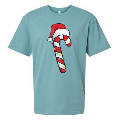 funny Christmas Candy Cane Santa  Sueded Cloud Jersey T-Shirt