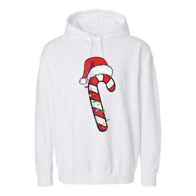 funny Christmas Candy Cane Santa  Garment-Dyed Fleece Hoodie