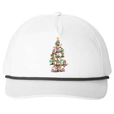 Funny Cat Christmas Tree Santa Hat Cat Lover Cat Mom Cat Dad Cute Gift Snapback Five-Panel Rope Hat