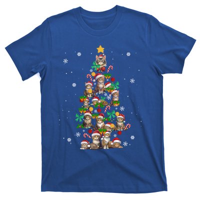 Funny Cat Christmas Tree Santa Hat Cat Lover Cat Mom Cat Dad Cute Gift T-Shirt